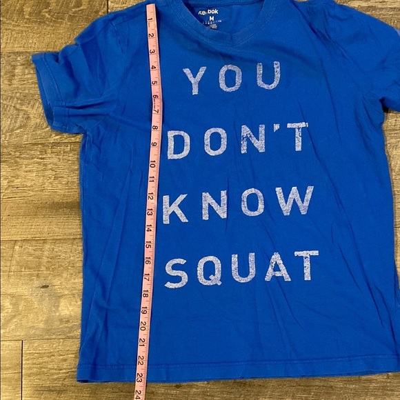 Reebok "You Don't Know Squat" Graphic Blue Short Sleeve Crewneck Tee Medium - Picture 5 of 6